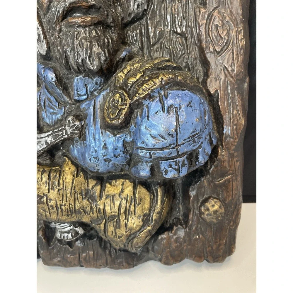 Vanguard Studio Style 3D Spanish Conquistador Faux Wood Carving Plaster Wall Art